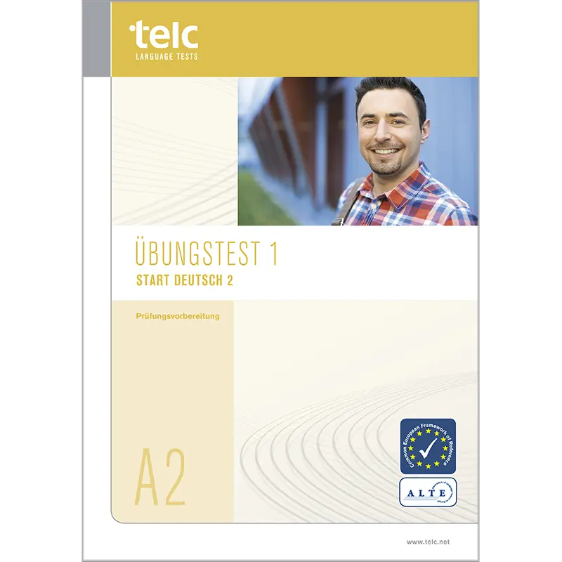 Das Bild zeigt das Buchcover mit dem Titel ‘Start Deutsch 2, Übungstest 1’
