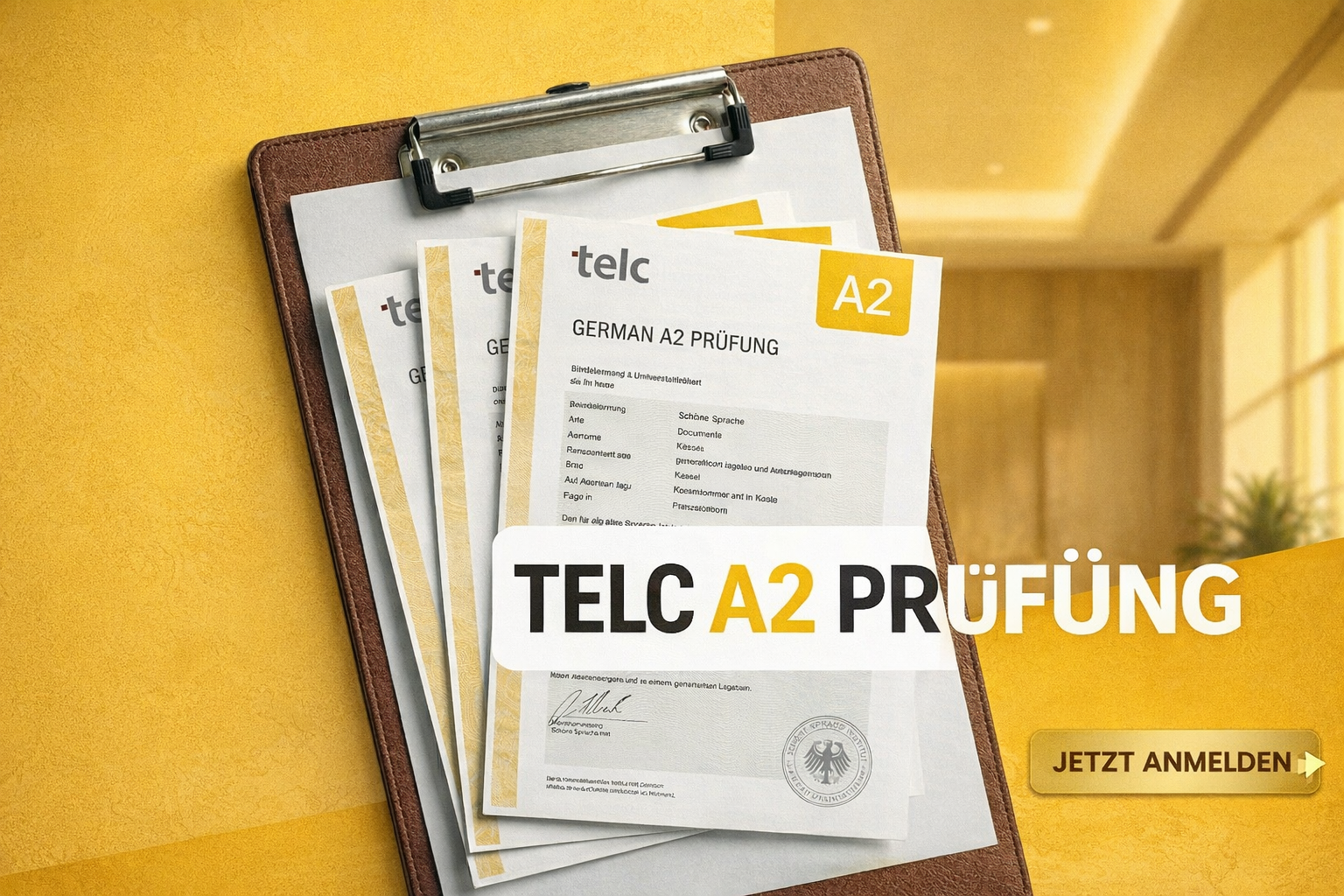 telc A2 Deutschprüfung Zertifikat und Anmeldung für die telc A2 Sprachprüfung.  