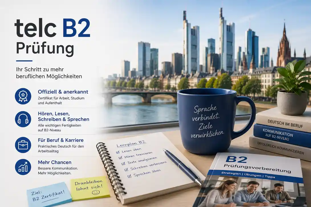 Übersicht der neuen telc B2 Prüfungstermine in Frankfurt für 2026